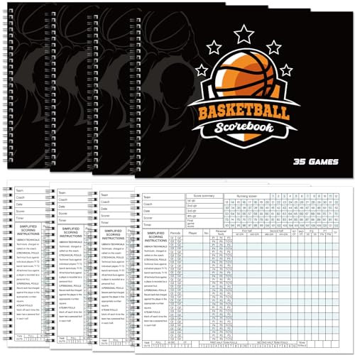 Qilery Basketball-Punktebuch, 35 Spiele, Punktebuch, Seite an Seite, Punktebuch, Liga, High School oder Mittelschule, Basketballbuch für Statistiken, Trainer, Punktezähler, Erwachsene, Jugendliche