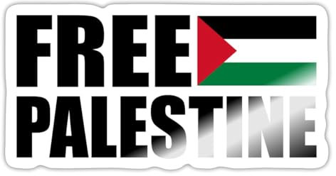 Spreadshirt Free Palestine Flagge Palästina Schwarz Sticker Aufkleber, 10 x 10 cm, Weiß glänzend