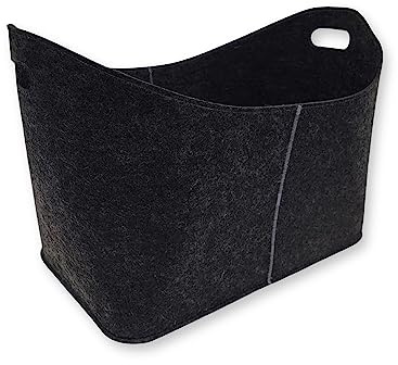 3 x Filzkorb 53 x 32 x 40 cm – Faltbarer Aufbewahrungskorb aus Filzstoff - Flexibler Allzweckkorb für Kaminholz, Zeitungen, Spielzeug, Flaschen & Bücher - Tragekorb 20 kg Tragkraft