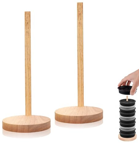 Adorila 2 Pack Bamboo Tumbler Lid Organizer, Detachable Cup Lid Organizer, Vertical Water Bottle Lid Rack Holder for Kitchen Cabinet