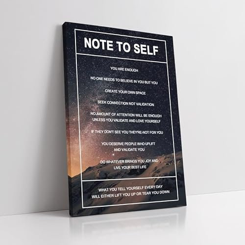 KAWAHONE Kunstdruck auf Leinwand, Motiv: Note To Self Inspirational Psychotherapie, Motivierende Zitate, Dekoration, inspirierende Leinwandmalerei, Drucke für Zuhause und Büro