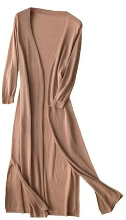 CuLtP Cardigan Bolero da Donna Lungo Estivo Lavorato A Maglia di Seta Ghiacciata Cover Up Cardigan Spolverino Leggero con Fessura Giacche Bolero Casual Aperte sul Davanti Cappotto Poncho Camicetta KH