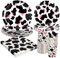 PARTY GO 96 piezas vaca rosa vajilla fiesta vaca platos servilletas tazas para vaca fiesta decoraciones cumpleaños fiesta suministros vaca vajilla decoración platos juego servir 24 invitados