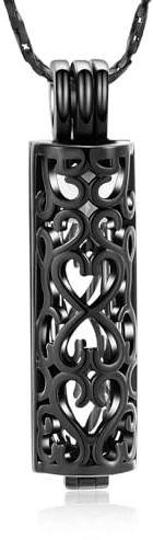memorial jewelry Collier urne funéraire pour cendres - Pendentif avec verre creux - Cylindre de crémation - Pour homme et femme
