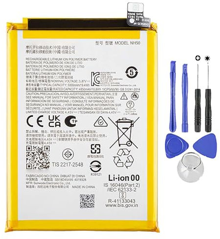 BATTERIA COMPATIBILE PER MOTOROLA G22 E32 E32S E13 G13 G53 - NH50 5000MAH NUOVA CON KIT CACCIAVITI
