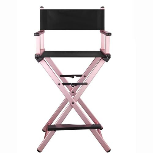 ZYXQQJ Regiestuhl, Klappbar Make-up-Stuhl, Tragbarer Hohe Barhocker Mit Rückenlehne Für Maskenbildner Und Kunden, Tragkraft 250 Lbs(Pink)