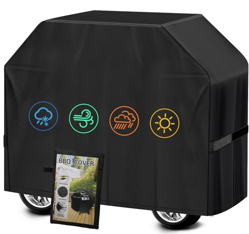 Grillabdeckung Wetterfest Grill Abdeckhaube 420D Oxford-Stoff,Abdeckhaube Gasgrill Wasserdicht Staubdicht Schutzhülle, Grillhaube Schutzhülle für Brinkmann, Char Broil, Weber und Jenn Air