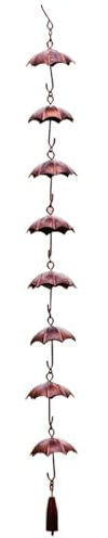 Regenkette, Regenkette Ablaufkette, Regenablaufkette Schirmform Regenwasserkette Outdoor Hängende Ablaufkette für Dachrinnen Metall-Regenkette Dekorativer Regenschirm Regenkette