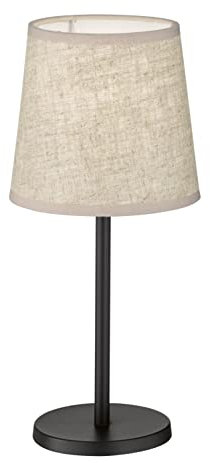 Fischer & Honsel Tischleuchte Rimini | sandschwarz matt| Stoffschirm sandfarben Leinen| H: 30 cm, D: 14 cm| mit Schnurschalter| 1x E14 max. 25 W ohne Leuchtmittel