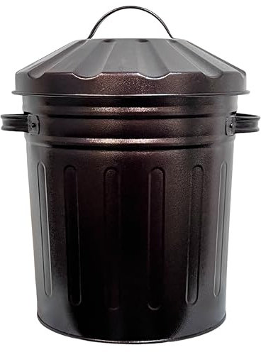 Easy Shopping Small 15 Litre 15L Round Shape Several Bronze/Oxy Metal Bin Recycle Rubbish Waste Dustbin Bin with Lid