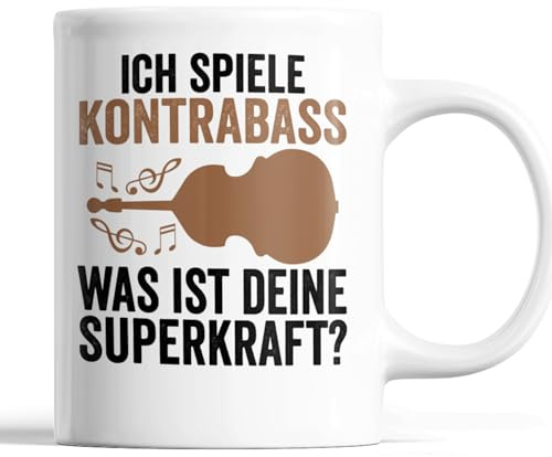 Kontrabass Tasse | ich spiele Kontrabass was ist deine Superkraft? | Kontrabass Geschenk Musik Tasse Kontrabasspieler Kaffeebecher lustig