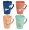Kaffeetassen/Kaffeebecher Porzellan, 300 ml, 4er Set, Bunte Designs mit Bienen, Regenbogen und Sprüchen, Villa d'Este Home Tivoli