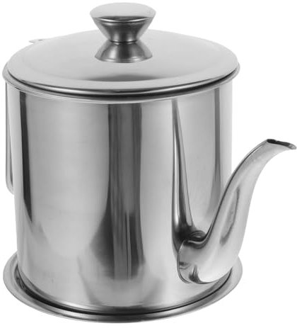 CONGARTENO Edelstahl Ölbehälter Mit Filter Feinmaschig Großer Fettbehälter Speckfett Aufbewahrung Küchenöl Sieb Topf Mit Stabilem Sockel Für Fritteuse Und Kochfett Filtration