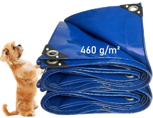LDQBF Abdeckplane,1x43m 460g/m² PVC plan wasserdicht für den Außenbereich,Mehrzweck Gewebe,Plane mit verstärkten Schlaufen für Gartenhaus,Terrasse,Camping,Blau