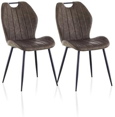 ZBAOLTO Esszimmerstühle 2er Set Kunstleder, Stühle esszimmer Küchenstuhl Polsterstuhl Wohnzimmerstuhl mit Rückenlehne Metallbeine, Stühle essstühle für Esszimmer Wohnzimmer Küche Schlafzimmer, Braun