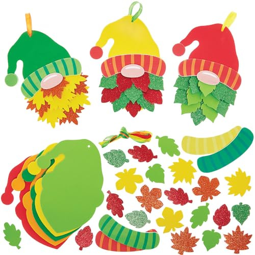 Baker Ross FN303 Autumn Gonks Mix and Match Decoration Kits - Pack of 5, Autumn Arts and Crafts for Kids, Autumn Decorations