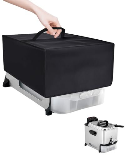 NUENSS-ROR Deep Fryer Cover Heat-Resistant Dust-proof Waterproof Protective Cover Lid Compatible with T-fal 3.5L Stainless Steel Deep Fryer FR702D51 (15.7D x 13.8W x 12.2H, Black)
