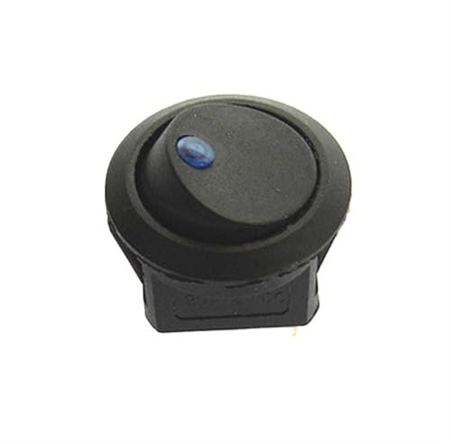 5 piezas de interruptor basculante redondo de 12 V CC for coche, 3 pines, luz LED amarilla, verde, roja y azul, interruptor de encendido/apagado SPST(70A)