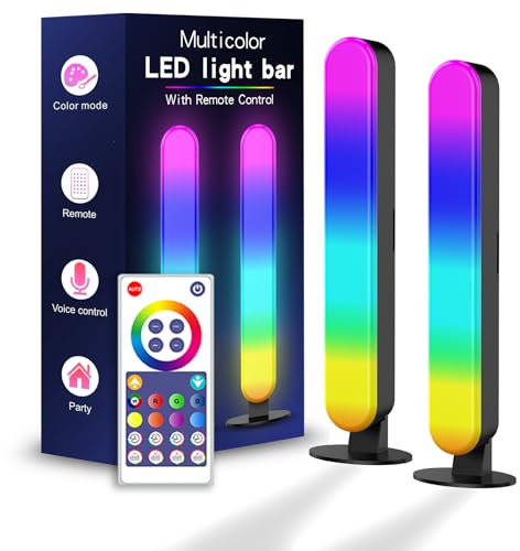 YS-INLT Smart Flow Light Bar, 2PCS Smart RGB Gaming Lights TV Backlights Color Changing Mood Light Sync with Music, APP Remote Control Ambient Lighting Flow Light Bar for Gaming/TV/PC/Room