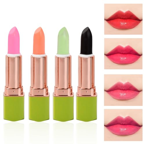 4 Stück Magischer Temperatur Farbwechsel Aloe Vera Lippenstift, Langlebig und Wasserdicht, Feuchtigkeitsspendend, Pflegender Lippenbalsam für Frauen, Ideal für Make-up und Lippenpflege