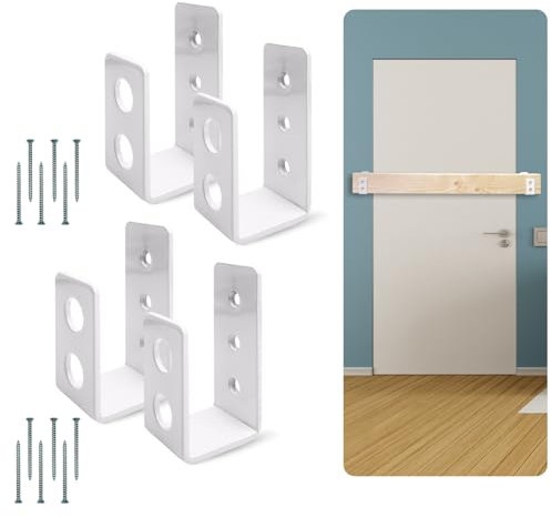 SecurityMan (2-PK) Heavy Duty 2x4 Door Barricade Brackets - 700lbs of Force, Install in Minutes - (4pc) Thick 3.5mm Iron Metal U Bracket | Rust Proof - Gate Bar Holder for Indoor/Outdoor Door Security