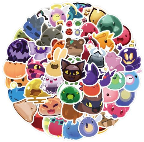 DIWSO 60 Stück Slime Rancher Aufkleber, Cartoon Graffiti Aufkleber für Kinder, Vinyl wasserdicht für Laptop Snowboard Koffer Scrapbook Skateboard Gepäck Graffiti Teenager Erwachsene