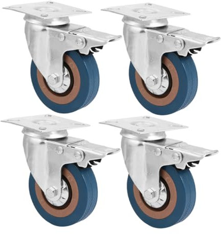 DECOMELODY 4 Pcs Heavy Duty Castor Räder Heavy Duty Caster Gummi Swivel Castor Rad Edelstahl