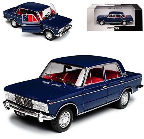 alles-meine.de GmbH FIAT 125 Special Limousine Blau 1967-1972 1/24 Whitebox Modell Auto mit individiuellem Wunschkennzeichen