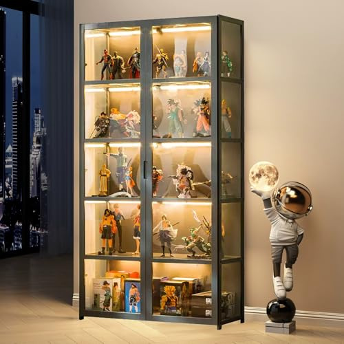 uofgcru Stehend Sammlervitrine, Vitrinenschrank Vitrine mit Acryltür, sammlervitrine wohnzimmerschrank, Glasvitrine, bücherregal glastüren,Acryl-Sammlungsvitrine, für Bücher, Wein, Büro(62×33×162cm)