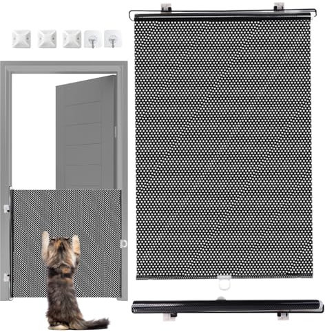Lunaobrik Katzengitter für Türen | einziehbares Sicherheitstor für Haustiere, tragbares Haustierzubehör, multifunktionaler Tierzaun für Tür, Treppen, Balkon