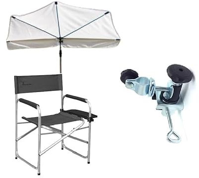 Holly Isabella Regiestuhl Fächerschirm, 360° drehbar, Alu Gestell, Polyester UV-Schutz Bezug Natur