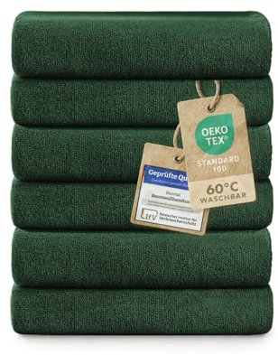 Blumtal Premium Frottier Handtücher Set 6 teilig100% Baumwolle - Oeko-TEX zertifiziertes Towel 6X (50x100 cm) - Ultra saugstarkes Frottiertücher Set waschbar °60 - Handtücher Dunkelgrün