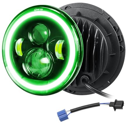 Willpower 7 Zoll Einbauscheinwerfer Rund 50W 5000lm Weiß, Grün DRL | LED Strassenlampe 6000K Weiß, IP66 Wasserdicht, Flutlichter für Schulstraße Parkplatz Hof Platz Garage Garten