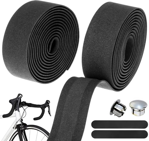 QWORK® Cycling Fahrrad Lenkerband RaceRibbon, 2m x 3cm x 2.5mm – Rutschfest, Stoßdämpfend & Wasserfest für MTB, Rennrad & Urban Cycling – Inkl. Abklebeband & Lenkerstopfen