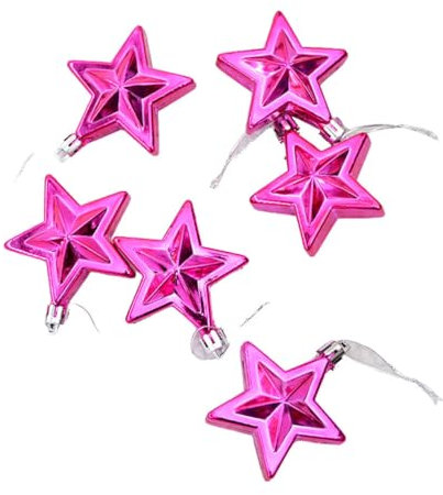 Zymoplas Confezione da 6 stelle per albero di Natale all'aperto, soggiorno, cortile, compleanno, ornamento da appendere, accessori per le vacanze in ufficio, Rosa rossa