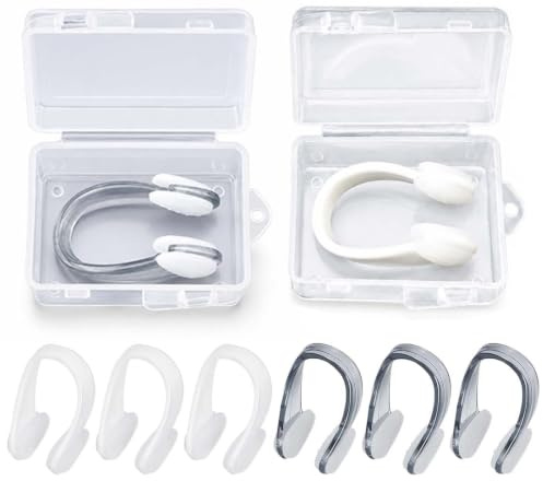 ZENQARI 6 Pièces pince nez en Silicone Avec Boîte de Conservation en Plastique Transparent Silicone Matériau Empêche l'Entrée d'Eau Adapté À Natation en Piscine en Extérieur Apprentissage
