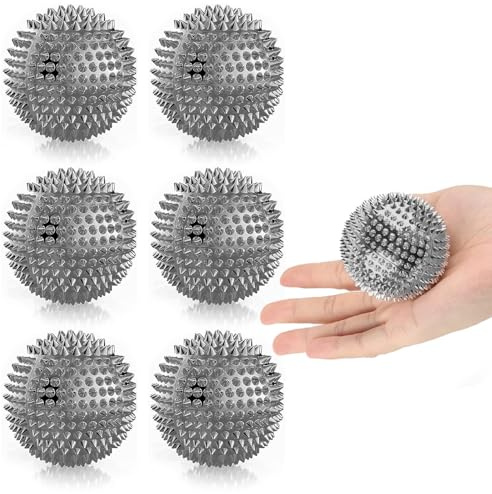 Bangbobi 6 Stück Massageball Igelball Set, Akupressur Ball Spike Ball mit Stacheln für Hand Fußmassage, 7.5cm Hart PVC Stressabbau Schmerzlinderung