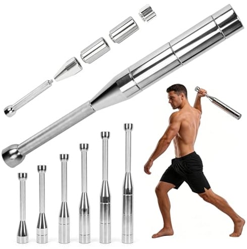 Verstellbare Macebell 3-8kg, 6-in-1 Clubbell für Krafttraining | Verstellbare Indian Clubbell aus Stahl mit 6 Gewichtsstufen, rutschfestem Griff für Schulter-, Core- und Ganzkörpertraining