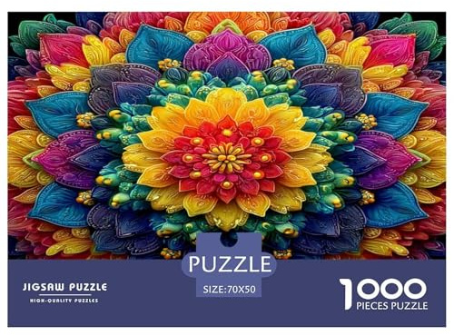 Puzzle 1000 Teile Für Erwachsene - Bunte Mandala, Farbenfrohes Legespiel, Künstlerische Pflanzen, Bastelpuzzles Für Heimdekoration, Klassisches Rätsel Legespiel 70x50cm/1000pcs