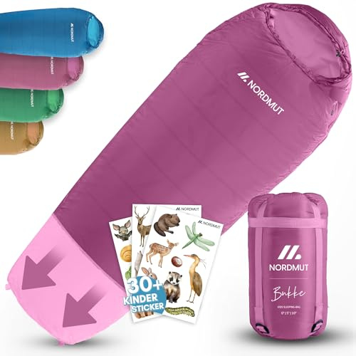 NORDMUT® Schlafsack Kinder mitwachsend für zuverlässigen Kälteschutz – Kinderschlafsack aus schadstofffreien Materialien – 3-Jahreszeiten Kinderschlafsack (200 GSM) für Outdoor Abenteuer