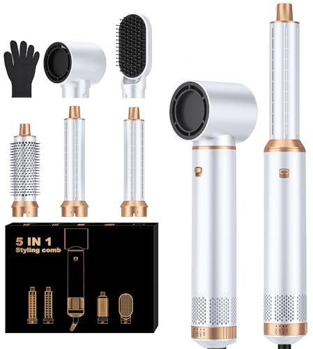 Atopskins Pro Air Styler Set 5 in 1 Warmluftbürste Haarstyler Hairstyler 5 in 1, 5 In 1 Air Styler Set, Föhnbürste Set Mit 30mm Airflow Lockenstab| 1000W Haartrockner| Rundbürstenföhn,Geschenk