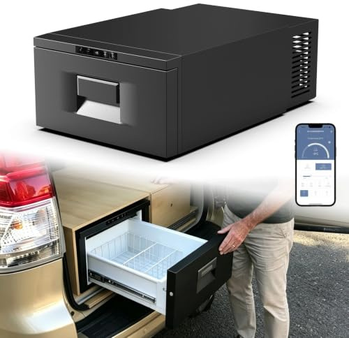 GEARFLOW Compressor Drawer Refrigerator 20L Campervan Fridge with APP Control, 12V/24V Freezer -20°C to 20°C, Car Fridge for Travel, Camping, Road Trips, Truck, Van, SUV