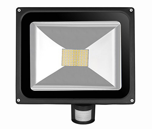 Greenmigo 80W LED SMD Strahler Fluter Außen Flutlicht Strahler mit PIR Bewegungsmelder Fluter Wasserdicht IP65 Aluminiumkörper Schwarz Warmweiß AC 85~265V