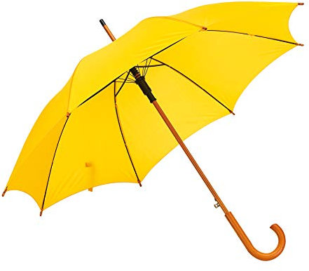 Automatik Regenschirm Holzschirm Stockschirm Portierschirm mit gebogenem Rundhaken Holzgriff in 103 cm Durchmesser von notrash2003 (Gelb)