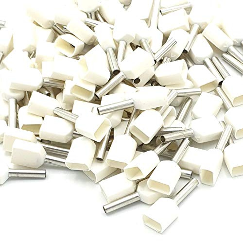 100pcs 0.5mm White Dual Bootlace Crimp Ferrules Insulated Cord End Terminal