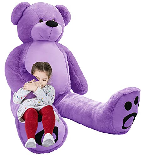 VERCART Ours en Peluche Geant Gros Nounours Teddy Bear XXL Doudou et Compagnie Ours Extra Doux Cadeau De Noël et Saint-Valentin Violet 183cm