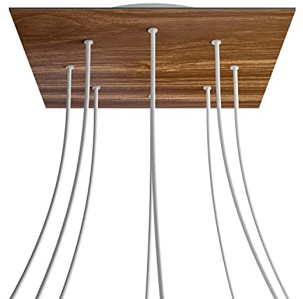 creative cables Quadratisches XXL 8-Loch und 4 Seitenlöchern Lampenbaldachin, Rose-One-Abdeckung, 400 mm - Holz, Weiß