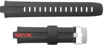 SEAC Wristband Correa de Recambio para Ordenador Apnea, Hebilla Plateada, Unisex Adulto, Negro/Rojo