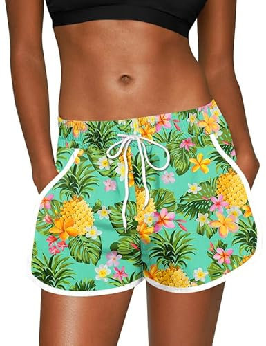 For G and PL Damen Leicht Boardhose Elastisch Mit Taschen Und UPF 50+ Shorts Ananas XXL