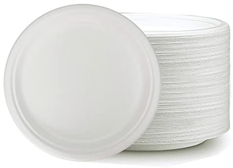 SPHIRES 10/50 Pack Disposable Paper Plates Disposable White Paper Plates White - Heavy Duty Paper Plates 10 Inch Biodegradable Paper Plates Compostable Recycled Paper Plates for Parties & Events
